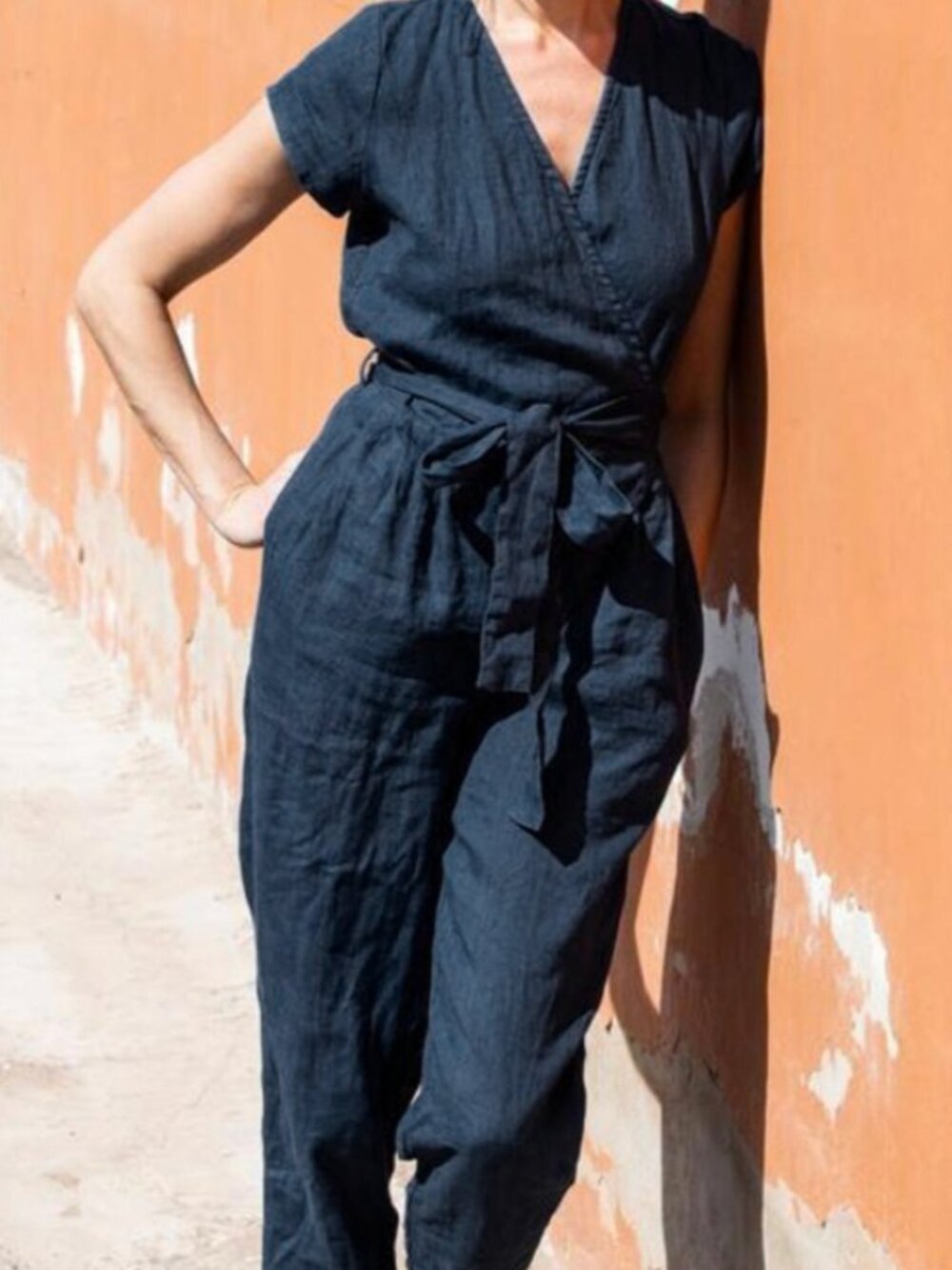 Not Perfect Linen black jumpsuit Large